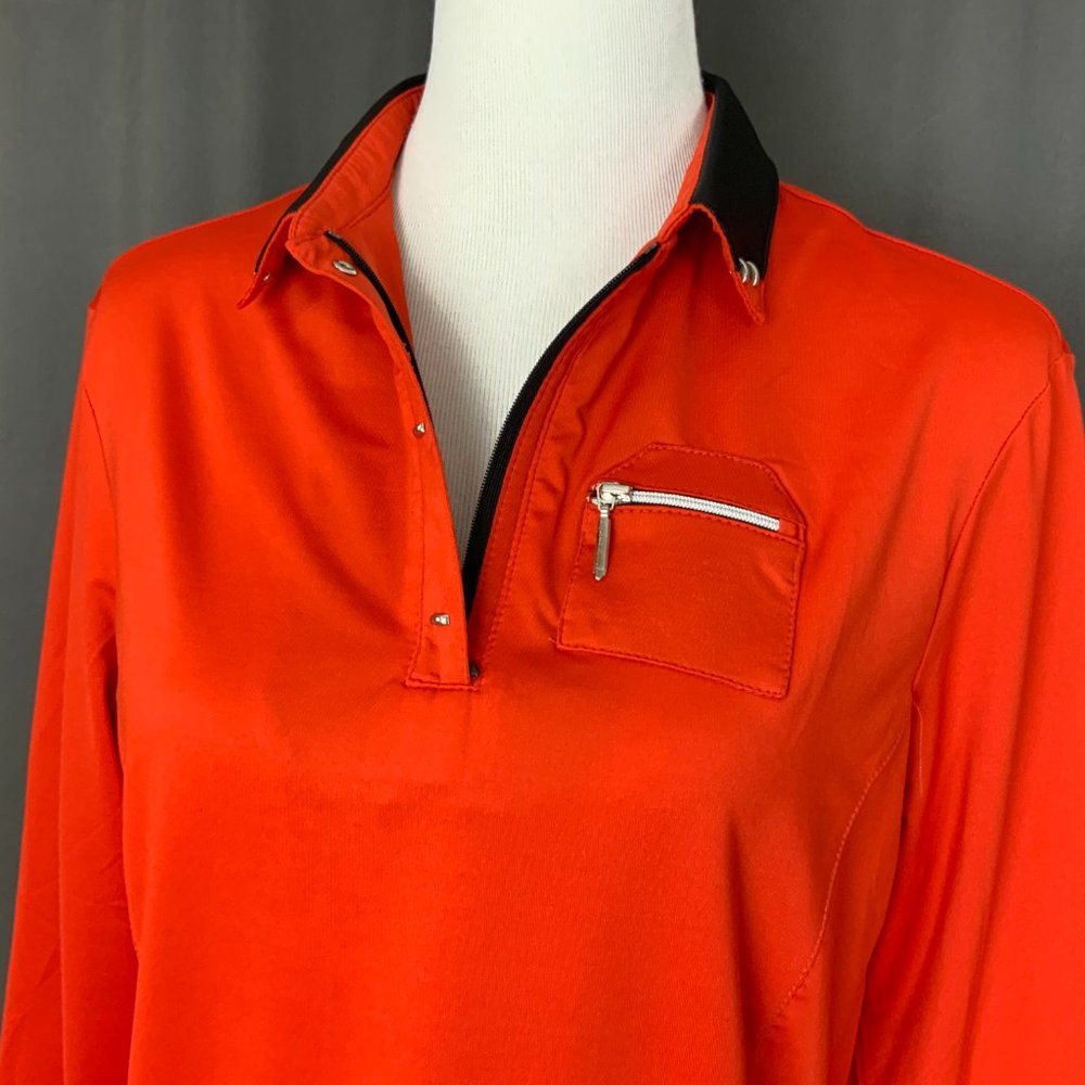 Jamie Sadock Red 1/4 Zip 3/4 Sleeve Golf Top Tee Medium - Picture 10 of 16